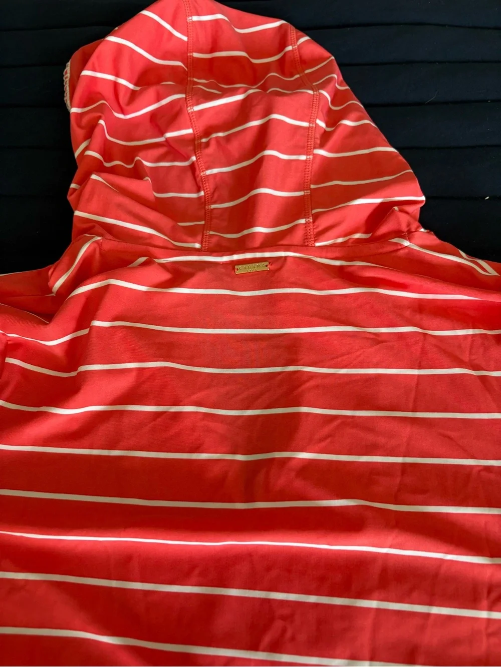 Cabana Life Coral and White Striped Hooded Cover-Up Jacket